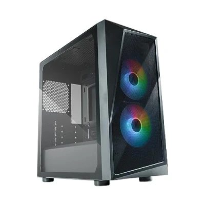 Immagine di Cooler Master CMP 320 PC Case Chassis Mini Tower con 2 ventole ARGB da 120 mm, micro ATX, pannello laterale in vetro temperato, opzioni versatili e supporto componenti, protezione PSU