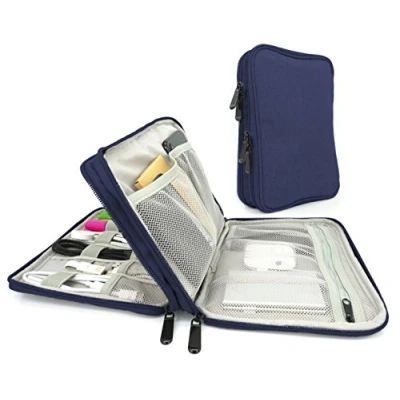 Immagine di MyGadget Organizer Cavi da Viaggio Astuccio Universale per Accessori Elettronici Organizzatore Porta Hard Disk Memory SD Cards Powerbank Blu Scuro