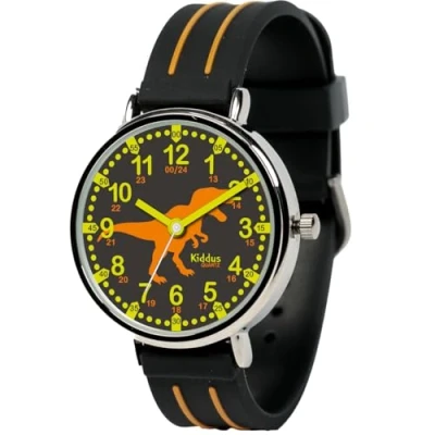Immagine di Kiddus Time Teacher Classic Orologio trex black and orange per bambini, Taglia: One Size, T rex