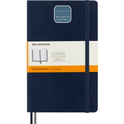 Immagine di Taccuino Moleskine Expanded Large a righe copertina morbida. Blu