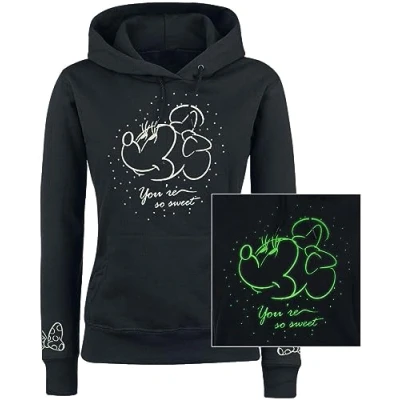 Immagine di Minnie &amp; Topolino So Sweet Donna Felpa con Cappuccio Nero S 65% Cotone, 35% Poliestere Regular