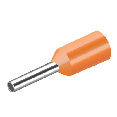 Immagine di Heschen Terminale per cavo, E0508, AWG22/0,5 mm², connettore a crimpare in rame, isolato vinile, arancione, confezione da 1000