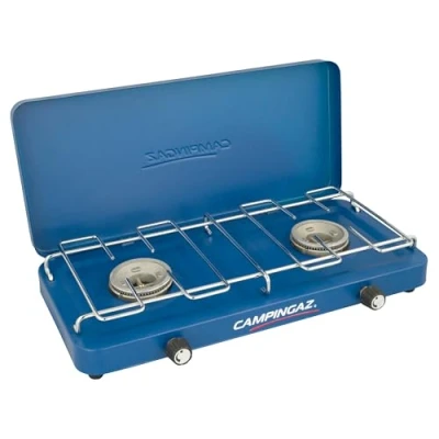 Immagine di Campingaz Base Camp Lid fornello da campeggio compatto con coperchio Varie possibilità di cottura 2 piastre, a gas bruciatori, potenza x 1.600 W per o festival