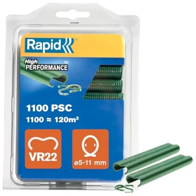 Immagine di Rapid VR22 Confezione da 1100 Anelli di Fissaggio in Acciaio Zincato con Rivestimento PET Verde per Recinzioni e Reti Metalliche 5 11 mm