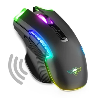 Immagine di SPIRIT OF Gamer Souris Sans Fil Rechargeable ELITE M70 8 Boutons Programmables Rétroéclairage RGB Personnalisable Gaming Ergonomique avec Repose Pouce Capteur Optique 4800 DPI
