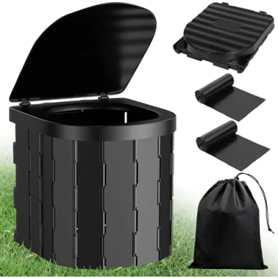 Immagine di ITMNMNL WC Portatile,Water Portatile Adulti,Toilette Campeggio Pieghevole,WC Adulti Max 150 KG,WC Campeggio,Gabinetto per Campeggio,Auto,Viaggi (33x28x30cm) Nero