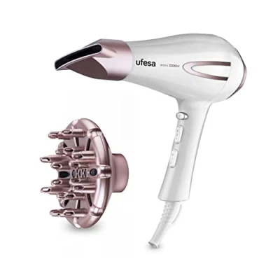 Immagine di Ufesa SC8400 Asciugacapelli Professionale, 2200 W, Motore AC, Tecnologia AirPro, Include Concentratore e Diffusore, 2 Velocità 3 Temperature