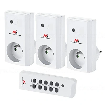 Immagine di Maclean MCE153 Set di 3 Prese Controllo Remoto con Telecomando Max. 3600 W, colore: Bianco Illuminazione LED