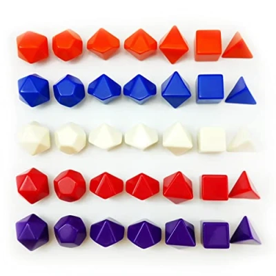 Immagine di Bescon Blank Polyhedral RPG Dice 35pcs Assorted Colors Set, Solid in Complete Set of 7, One for Each Color, DIY