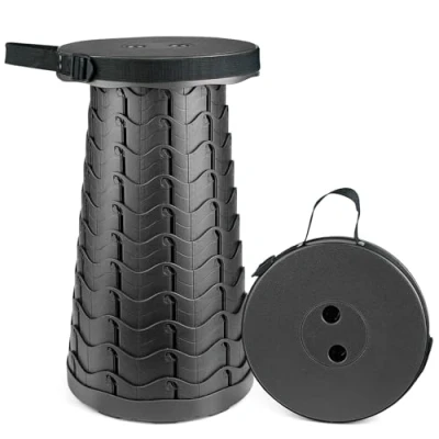 Immagine di Hesanzol Sgabello telescopico portatile, pieghevole e retrattile, per campeggio, giardino, pesca, escursionismo, viaggi, barbecue, sgabelli pieghevoli regolabili, carico massimo 181,4 kg