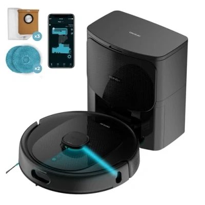 Immagine di Cecotec Robot Aspirapolvere Conga 9990 AI Spin Revolution Ultra Power Home. 10.000 Pa. Navigazione Laser. Base di Autopulizia. Intelligenza Artificiale. Evita Oggetti. Controllo APP. 240 min Autonomia
