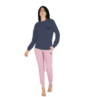Immagine di AUSTRALIAN Pigiama Lungo Donna in Caldo Cotone Varie Taglie E Modelli, Femminile (M (44), AI201 blu/rosa)