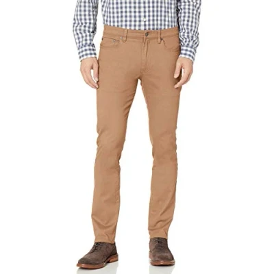 Immagine di Amazon Essentials Pantaloni in Twill Elasticizzati con 5 Tasche Skinny Uomo, Kaki Scuro, 32W / 33L