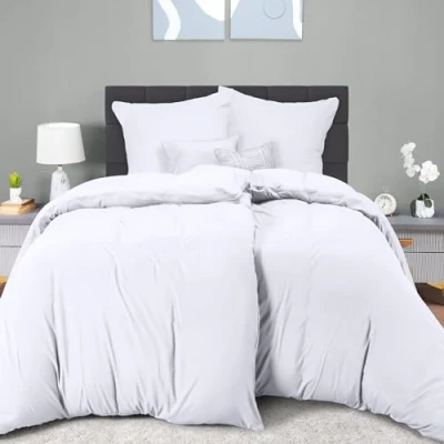 Immagine di Utopia Bedding Copripiumino Una Piazza e Mezza Microfibra 2 x 135x200cm + Federe 80x80cm Bianco