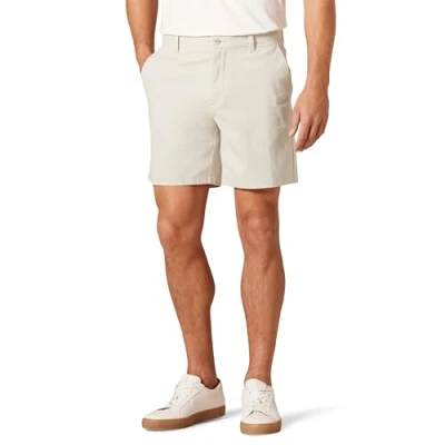 Immagine di Amazon Essentials Pantaloncini Chino Elasticizzati e Aderenti da 18 cm Uomo, Grigio Pietra, 34W