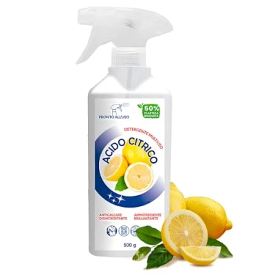 Immagine di Avilia Spray Acido Citrico Multiuso Disincrostante e Anticalcare, Formulazione Concentrata 500ml al Profumo di Limone per Pulizia Efficace su Tutte le Superfici