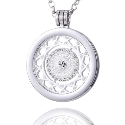 Immagine di Morella Collana Donna con Pendente in Acciaio Inossidabile da 70 cm Moneta Viola Rosa Argento 33 mm Sacchetto di Gioielli