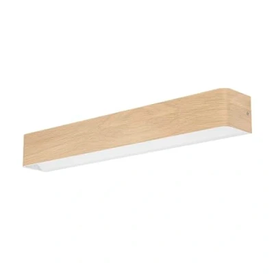 Immagine di EGLO Applique LED Sania 6, illuminazione sopra e sotto, in metallo con aspetto legno chiaro, luce per specchio del bagno, toilette corridoio, bianca calda, IP44