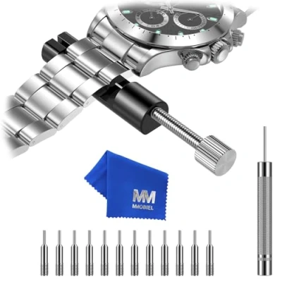 Immagine di MMOBIEL Kit di strumenti riparazione per cinturino orologio, strumento orologiaio, con pulsante a molla in acciaio, Nero Piccolo, zzzz s, Compatto