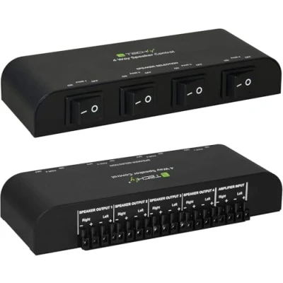 Immagine di Techly 103298 Commutatore Audio per Casse acustiche 4 Vie con Terminali a Vite