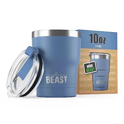 Immagine di BEAST Tazza Termica da Viaggio 300 ml I Cielo in Tempesta Doppia Parete Inox Termos Caffè Isolato con 2 Cannucce Riutilizzabili &amp; Spazzolino per Pulizia Ideale Freddo o Caldo