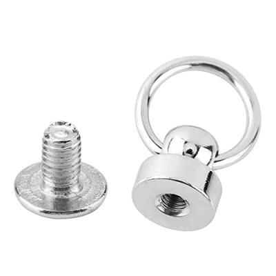 Immagine di 10Pz Rivetti Stud con Anello, in Ottone Argento Tondo Testa Bottone a Vite Kit per Arte e Artigianato Pelle DIY