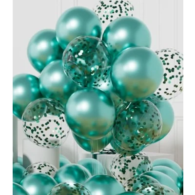 Immagine di AULE Palloncini Verdi Metallizzati: 42 Pezzi 30cm Turchese Coriandoli Cromati Verde Lucido Spessi in Lattice per Compleanno Baby Shower Giungla Dinosauri Decorazioni