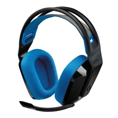 Immagine di Logitech G535 Lightspeed Cuffie supra aurali leggere, microfono flip to mute, 33 ore di batteria, compatibile con PS5, PS4, PC, ricaricabile tramite USB C Nero/blu