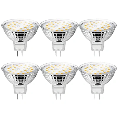 Immagine di UYHGO faretti LED GU5.3 MR16, 5W (equivalente a 50W alogena), luce bianca calda 3000k 12V lampadine, con coperchio in vetro, non dimmerabile, 6 Pezzi