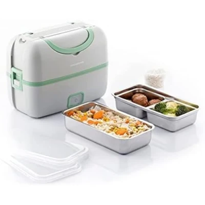 Immagine di InnovaGoods Vaporizzatore Elettrico 3 in 1 Beneam, Cucina, Scalda e Mantiene il Cibo Caldo, Design Compatto, Verde, Acciaio Inossidabile