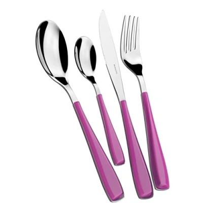 Immagine di BUGATTI, Essenza, Set Posate 24 Pezzi in Acciaio Inox 18/10 e Manico Colore Iris. 6 Persone Composto da Cucchiai, Forchette, Coltelli Cucchiaini caffè
