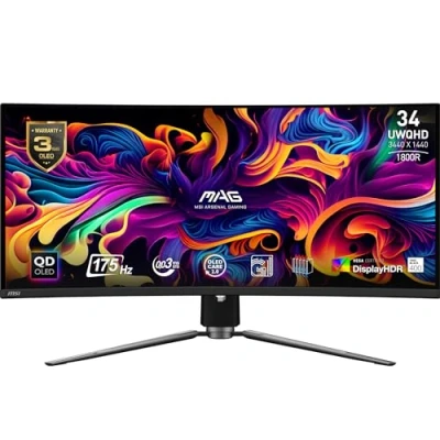 Immagine di MSI MAG 341CQPDE QD OLED Monitor da gioco ERP G (A G) 86.9 cm (34.2 pollici) 3440 x 1440 Pixel 16:9 0.03 ms HDMI ™, DisplayPort, Presa cuffie, USB A, B,