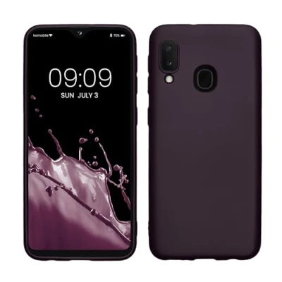Immagine di kwmobile Custodia Compatibile con Samsung Galaxy A20e Cover Back Case Morbida Protezione in Silicone TPU Effetto metallizzato bordeaux