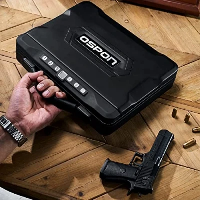Immagine di TAHALI Cassaforte in Acciaio, Cassetta di Sicurezza per Pistola Casseforti Impronte digitali a con Serratura Chiave, Dispositivo Armi da Fuoco