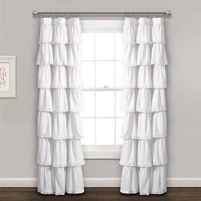 Immagine di Lush Decor Tenda a pannello con volant in pizzo, 213 x 132 cm, bianco