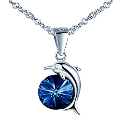 Immagine di Yumilok donne in argento Sterling cristallo delfino fata collana ciondolo senza nichel