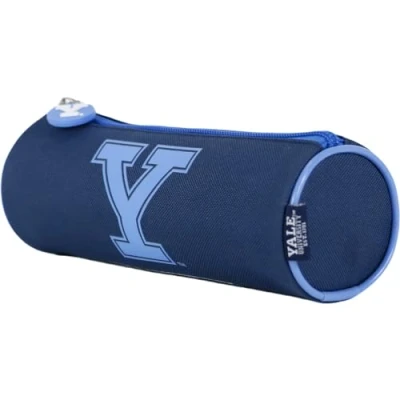 Immagine di DOHE Astuccio Scolastico Rotondo Chiusura con Cerniera, Poliestere Resistente, 21x7,5x7,5 cm, Materiale Yale University Navy Blu