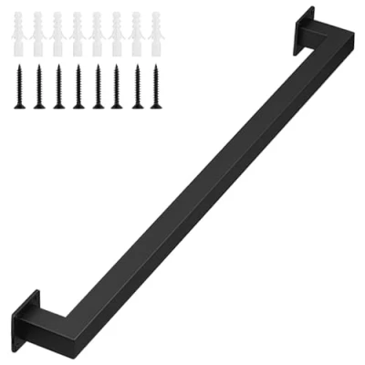 Immagine di Gorssen 30cm Corrimano in Ferro battuto Tubo Nero Industriale, Antiscivolo per Scale di Sicurezza, Adatto WC da Bagno Interni ed Esterni