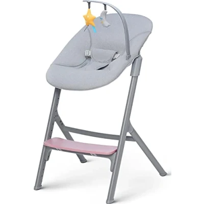 Immagine di Kinderkraft Seggiolone Pappa LIVY + Sdraietta CALMEE, 4in1, Sedia per tutta Famiglia, dalla Nascita fino 110 kg, Regolazione, Struttura ergonomica, Minimalista Design, Rosa