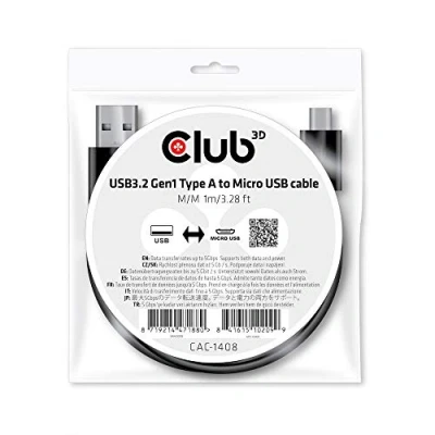 Immagine di club3D Cavo USB 3.2 Gen1 (USB 3.0) Spina A, Micro A 1.00 m Nero CAC 1408