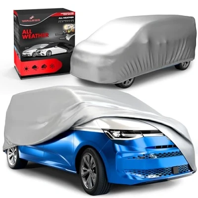 Immagine di WALSER Telone per auto All Weather, 100% Transporter resistente alle intemperie, impermeabile, autobus Misura 11 argento