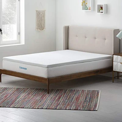 Immagine di Linenspa 5 Centimeter Gel Infused Memory Foam Mattress Topper with Zippered Cover Coprimaterasso Fodera con Cerniera, Bianco, King (150 x 200 cm)