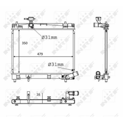 Immagine di NRF 58384 Radiatore motore Alluminio 479 350 16 Alette di raffreddamento saldate