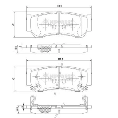 Immagine di NIPPARTS J3610517 Kit pastiglie freno Assale posteriore con segnalatore acustico usura accessori HYUNDAI: Santa Fe 2, 3, I