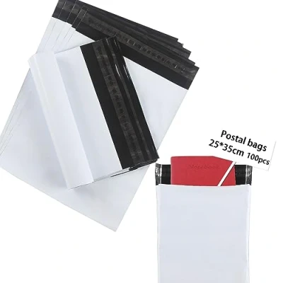 Immagine di huruirui 100pezzi 25x35cm Buste per Spedizioni B4 Plastica Pacchi Vinted Autoadesive Anti Manomissione Impermeabile Sacchetti Spedizione l&#039;imballaggio Bianco