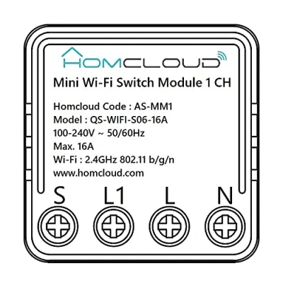 Immagine di Homcloud Mini Modulo Smart Interruttore Intelligente 1 canale Wi Fi, da incasso per scatola elettrica 503, controllabile APP, Alexa o Google
