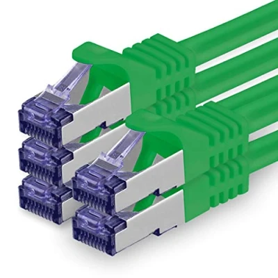 Immagine di 1aTTack.de Cat.7 Cavo di Rete 2m Verde 5 Pezzi Ethernet LAN SFTP PIMF LSZH Spina RJ45 Cat6a 10 Gbit s