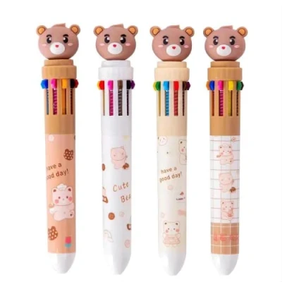 Immagine di Retrattile Penne a Sfera,Penne Multicolore 4 Pezzi Carino Coniglio dei Cartoni Animati 10 in 1Penna Sfera per Ufficio Scuola Forniture Studenti Bambini Regalo,10 Colori