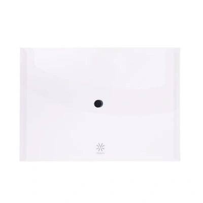 Immagine di Viquel 017540 08 Busta piatta in plastica con bottone a pressione, formato A5, 17 x 22 cm, colore: Trasparente