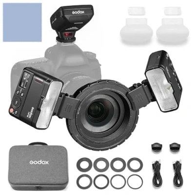 Immagine di GODOX MF12 DK1 Kit flash Macro che include 2 TTL off camera per pattini freddi Supporto controllo wireless 2.4G TTL/M Modalità Fotografia Ritratto Compatibile con Sony
